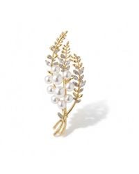 Angel Barocco - Golden Pearl Leaf Brooch - Lyst