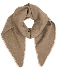 Saachi - Knitted Triangle Taupe Shawl Wrap - Lyst