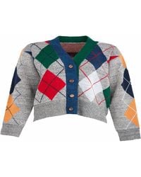 Saachi - Classic Colorful Argyle Cardigan - Lyst