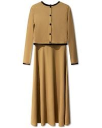 Roch Perel - Neutrals Camel Contrast Ribbed Cardi-Dress - Lyst