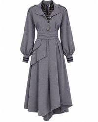 Julia Allert - Double-Collar Belted A-Line Midi Dress – - Lyst