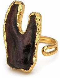 By Ozge - Mystic Mother Of Pearl Fang Plated Adjustable Ring - Lyst