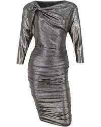 Me & Thee - Metallic Foil Knot Detail Dress - Lyst