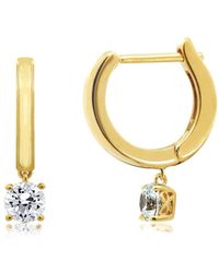 Diamonbliss - Prong Set Dangle Hoop Earrings - Lyst
