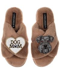 Laines London - Neutrals Classic Laines Slippers With Ernie The Schnauzer & Dog Mum Mom Brooches - Lyst