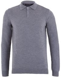 Paul James Knitwear - Extra Fine Merino Wool Turner Long Sleeve Polo Shirt - Lyst