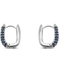 Clemence Wren - Oval Pave Gemstone Huggie Earrings - Lyst