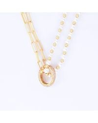 Lila Rasa - Pearl Link Choker With Oval Cz Loop - Lyst