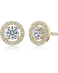 Genevive Jewelry - Rachel Glauber Plated With Clear Round Cubic Zirconia Halo Stud Earrings - Lyst