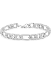 Steeltime - Stainless Steel Accented Figaro Chain Bracelet - Lyst