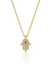 Spero London - Hamsa Hand Necklace Sterling With Stone - Lyst