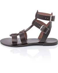 Ancientoo - Elegant Gladiator Merope Chocolate Handcrafted Flat Dress Sandal - Lyst