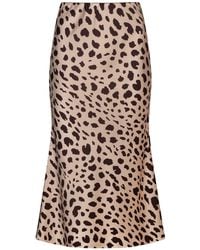 Urban Touch - Satin Animal Leopard Print Midi Slip Skirt - Lyst