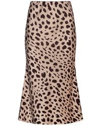 Urban Touch - Satin Animal Leopard Print Midi Slip Skirt - Lyst