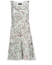 Conquista - Neutrals Floral Jacquard Sleeveless A-Line Dress – Cotton Blend, Above Knee - Lyst