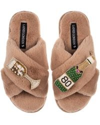 Laines London - Neutrals Classic Laines Slippers With Champagne & Glass 80Th Birthday Brooches - Lyst
