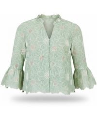 Yumi' - Daisy Broderie Shirt With Fluted Sleeves - Lyst