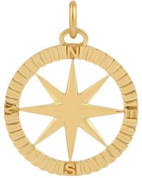 Artisan - 18k Solid Yellow Compass Star Travel Charm Pendant Handmade Jewelry - Lyst