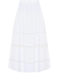 Exquise - Broderie Detail Midi Karsyn Skirt - Lyst