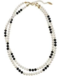 Farra - Timeless Obsidian & Freshwater Pearls Double Layers Necklace - Lyst