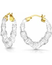 Gold & Honey - Mini Clear Heart Bamboo Hoop Earrings - Lyst