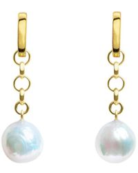 Ora Pearls - Aelia Chain Baroque Pearl Hoop Earrings - Lyst