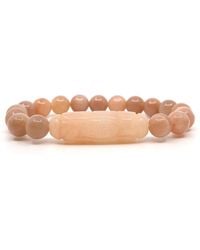 Shar Oke - Neutrals Sunstone & Carved Agate Beaded Bracelet - Lyst