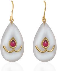 Emma Chapman Jewels - Snowflake Moonstone Ruby Earrings - Lyst