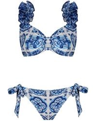 Nur Karaata - Lily Bleu Blanc Low Waist Bikini Set - Lyst