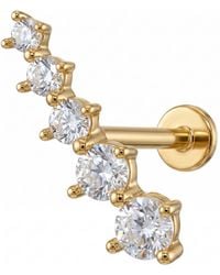 Zahav Jewelry - 14K Solid 18G 8Mm Graduated Cz Row Internally Threaded Flat Back Stud - Lyst