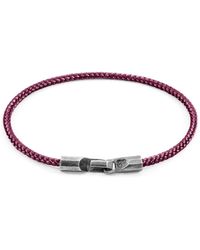 Anchor and Crew - Aubergine Purple Talbot Silver & Rope Bracelet - Lyst