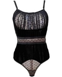 Carol Coelho - Origins Velvet Polka Dot Ruched Bust Bodysuit - Lyst