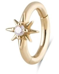 Zohreh - Diamond North Star Seamless Huggie Hoop Earring 9K - Lyst
