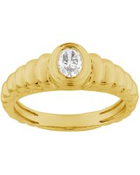 Artisan - Oval Diamond Ribbed Band Ring - Lyst