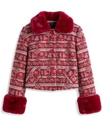 Louche - Kent Heirloom Jacquard Fur Trim Cropped Jacket - Lyst