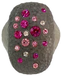 Gold & Honey - Long Line Ring With Swarovski Crystals - Lyst