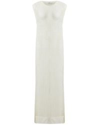 Peraluna - Pearl O-Neck Eyelet Knit Maxi Dress - Lyst