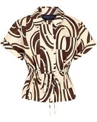 Exquise - Regular Lace-Up Abstract Print Cotton Shirt - Lyst