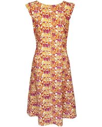 Haris Cotton - Printed A Line Midi Linen Blend Dress - Lyst