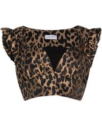 Circular Path - Crop Bustier Mini Puff Cap Sleeve Top - Lyst