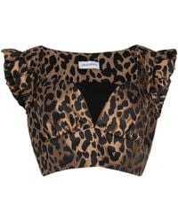Circular Path - Crop Bustier Mini Puff Cap Sleeve Top - Lyst
