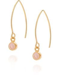 Nellou Jewellery - Rose Quartz Gem Dot Arc Earrings - Lyst