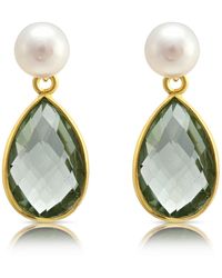 Pearls of the Orient Online - Clara Cultured Freshwater Pearls & Amethyst Drop Earrings - Lyst