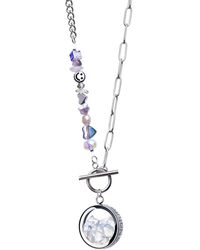 My Little Nature - Neutrals Opal Necklace With Joyful Glas Bead Toggle Chain - Lyst