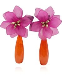 Michael Nash Jewelry - Flora Fuschia Resin Floral Clip On Earring With Drop - Lyst