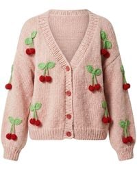 Ana Chic - Cherry Motif Handmade Knitted Cardigan - Lyst