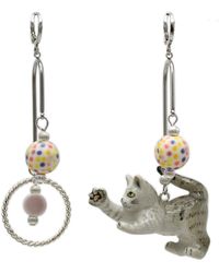 Midnight Foxes Studio - Playful Cat Earrings - Lyst