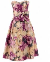 Miro Misljen - Floral Pleated Strapless Dress - Lyst