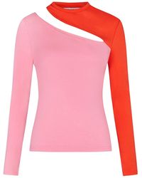 blonde gone rogue - Vanity Slit Jersey Top In Pink And Red - Lyst
