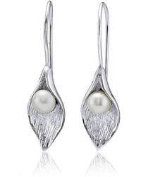Isla Silver - Handmade Calla Lily Freshwater Pearl Drop Earrings - Lyst